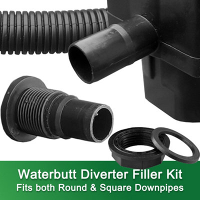 Water Butt Diverter Kit Downpipe Waterbutt Filler Kit Fits Both Round & Square Downpipes - Connect Downpipe to Water Butt