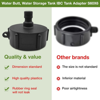 Water Butt Hose Connector-S60X6F Snap-On IBC Tank Adapter-One-Part Water Butt Connector-Leakproof / Secure-Water Butt Hose Adapter - 4