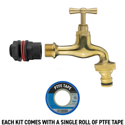 water butt/rain barrel adaptor +antique style brass tap(requires a 21mm hole) - 3