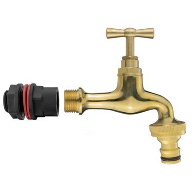 water butt/rain barrel adaptor +antique style brass tap(requires a 21mm hole) - 4