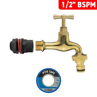 water butt/rain barrel adaptor +antique style brass tap(requires a 21mm hole) - 6