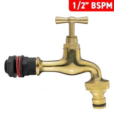 water butt/rain barrel adaptor +antique style brass tap(requires a 21mm hole) - 7