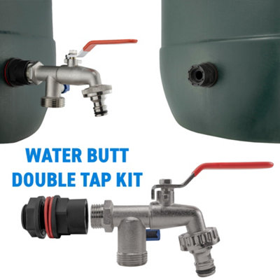water butt/rain barrel outlet adaptor+double outlet lever tap - 4