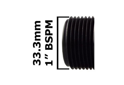 Water butt/rain barrel/water storage tank overflow hosetail elbow with nut & washer (1" bsp - 1" barb) requires a 33mm hole - 9