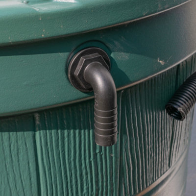 Water butt/rain barrel/water storage tank overflow hosetail elbow with nut & washer (3/4" bsp - 3/4" barb) requires a 26mm hole