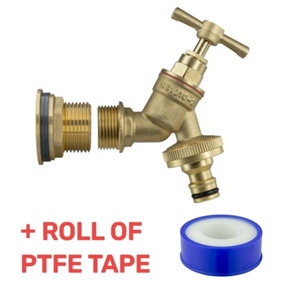 Water Butt Replacement Tap BRASS Metal Lever UK Bib Outlet Barb Quick Hosepipes  Brass bib (Quick connector) 1"
