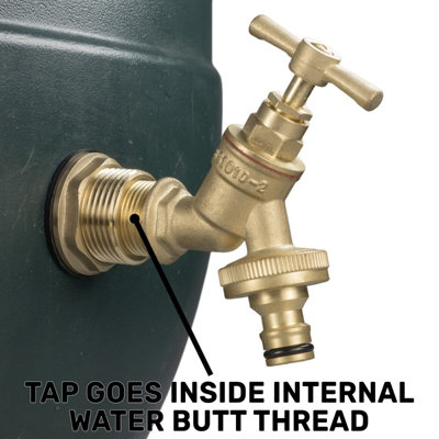 Water Butt Replacement Tap BRASS Metal Lever UK Bib Outlet Barb Quick ...