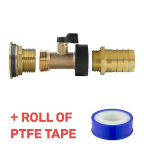 Water Butt Replacement Tap BRASS Metal Lever UK Bib Outlet Barb Quick Hosepipes  Brass Valve 3/4 BARB 1"