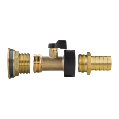 Water Butt Replacement Tap BRASS Metal Lever UK Bib Outlet Barb Quick Hosepipes  Brass Valve 3/4 BARB 1" - 5