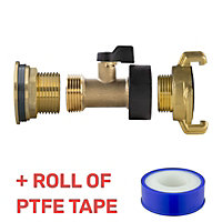 Water Butt Replacement Tap BRASS Metal Lever UK Bib Outlet Barb Quick Hosepipes  Brass Valve + GEKA 3/4"