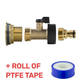 Water Butt Replacement Tap BRASS Metal Lever UK Bib Outlet Barb Quick Hosepipes  Brass Valve (Quick Connector) 1"