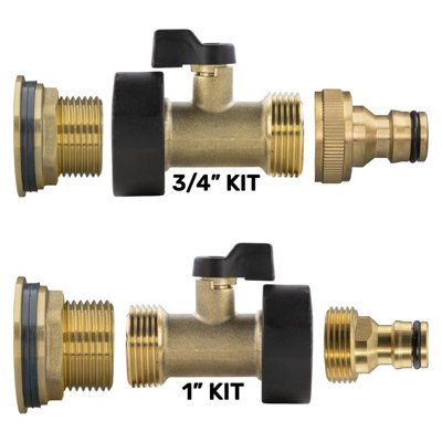 Water Butt Replacement Tap BRASS Metal Lever UK Bib Outlet Barb Quick Hosepipes  Brass Valve (Quick Connector) 1"