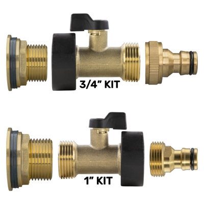 Water Butt Replacement Tap BRASS Metal Lever UK Bib Outlet Barb Quick Hosepipes  Brass Valve (Quick Connector) 1"