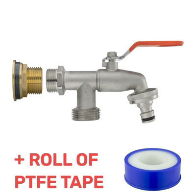 Water Butt Replacement Tap BRASS Metal Lever UK Bib Outlet Barb Quick Hosepipes Double lever tap (Quick connector) 1"