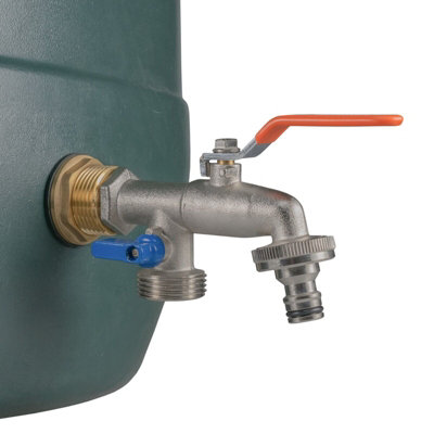 Water Butt Replacement Tap BRASS Metal Lever UK Bib Outlet Barb Quick Hosepipes Double lever tap (Quick connector) 1" - 3