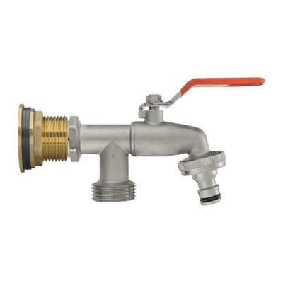 Water Butt Replacement Tap BRASS Metal Lever UK Bib Outlet Barb Quick Hosepipes Double lever tap (Quick connector) 1" - 5