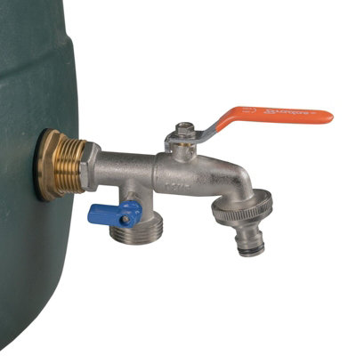 Water Butt Replacement Tap BRASS Metal Lever UK Bib Outlet Barb Quick Hosepipes Double lever tap (Quick connector) 3/4" - 3