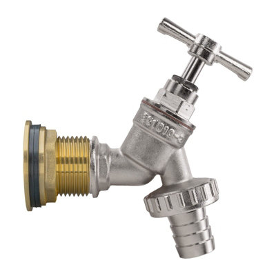 Water Butt Replacement Tap BRASS Metal Lever UK Bib Outlet Barb Quick Hosepipes Nickel Plated Brass Bib (Barbed) - 4