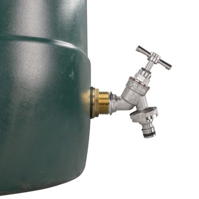 Water Butt Replacement Tap BRASS Metal Lever UK Bib Outlet Barb Quick Hosepipes  Nickle Plated Brass Bib (Quick connector) 3/4" - 3
