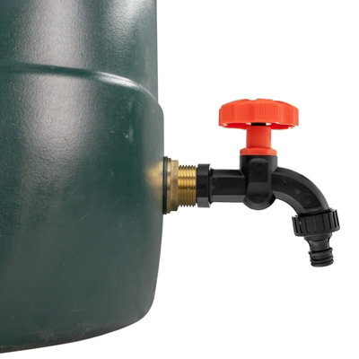 Water Butt Replacement Tap BRASS Metal Lever UK Bib Outlet Barb Quick Hosepipes  Plastic Dial Tap (Black) 1" - 3