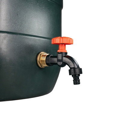 Water Butt Replacement Tap BRASS Metal Lever UK Bib Outlet Barb Quick Hosepipes  Plastic Dial Tap (Black) 1" - 4