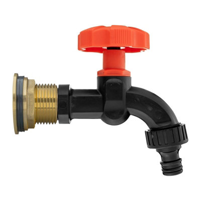 Water Butt Replacement Tap BRASS Metal Lever UK Bib Outlet Barb Quick Hosepipes  Plastic Dial Tap (Black) 1" - 5