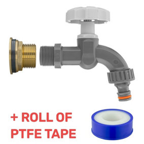 Water Butt Replacement Tap BRASS Metal Lever UK Bib Outlet Barb Quick Hosepipes  Plastic Dial Tap (Grey) 1"