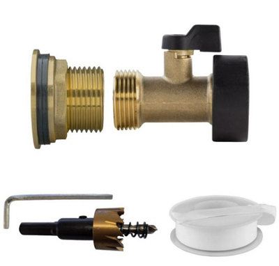 Water Butt Replacement Tap + Drill Bit BRASS 3/4" Brass valve