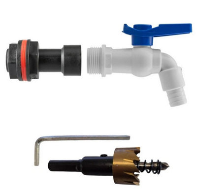 Water Butt Replacement Tap Extension Kit + Drill bit Lever Bib Outlet ...