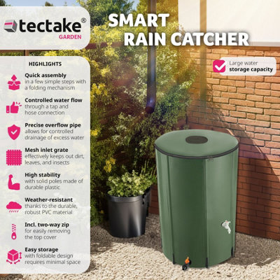 Water Butt - tap and overflow protection, foldable weather resistant - 380 L