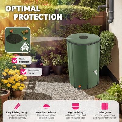 Water Butt - tap and overflow protection, foldable weather resistant - 380 L