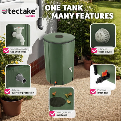 Water Butt - tap and overflow protection, foldable weather resistant - 380 L