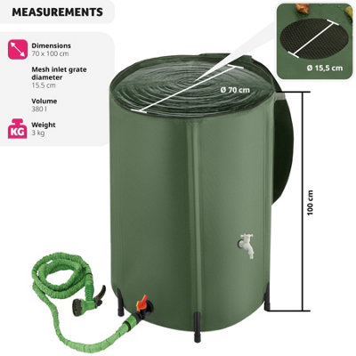 Water Butt - tap and overflow protection, foldable weather resistant - 380 L