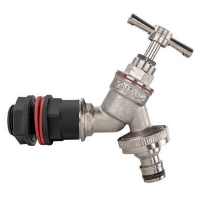 water butt/water storage tank outlet adaptor + bib tap (requires a 21mm hole) - 3