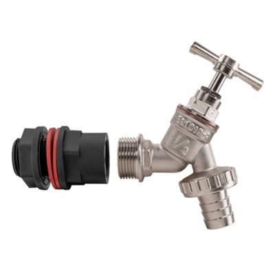 water butt/water storage tank outlet addaptor+bib tap+thread seal tape - 4