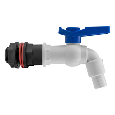 Water butt/water storage tank outlet pvc  lever tap with adaptor (requires a 26mm hole) - 3