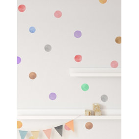 Water Color Polka Dot Wall Stickers For Nursery Kids And Childrens Bedrooms Peel & Stick Pastel Playroom Decals