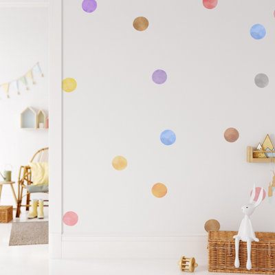 Water Color Polka Dot Wall Stickers For Nursery Kids And Childrens ...