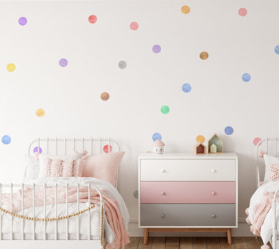 Water Color Polka Dot Wall Stickers For Nursery Kids And Childrens ...