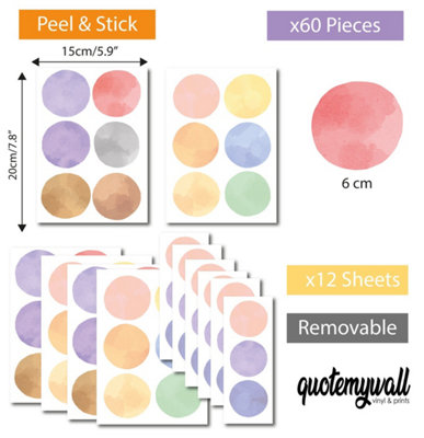Water Color Polka Dot Wall Stickers For Nursery Kids And Childrens ...