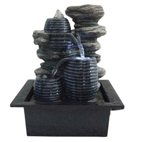 Water Feature Fountain Honey Pot Rock Indoor Waterfall Led Light Decor Ornament