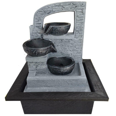 Water Feature Fountain Slate Brick Wall Indoor Waterfall Light Decor