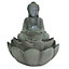 Water Feature Fountain Zen Buddha Indoor Waterfall Statue Lights Decor Ornament