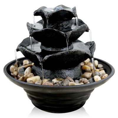 Water Feature Indoor Tabletop LED Fountain Waterfall Home Decor (Tiers)