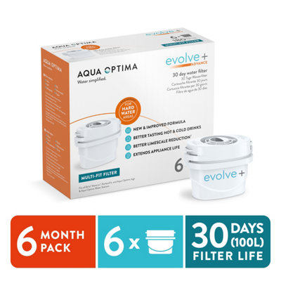 Water Filter Cartridge, Evolve+ Advance, Engineered For Hard Water & Better Limescale Reduction, 6 Pack