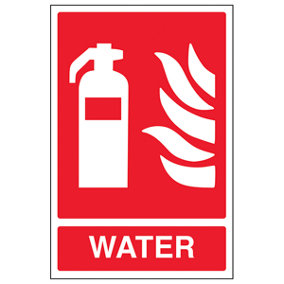 WATER Fire Extinguisher Safety Sign - Rigid Plastic - 200x300mm (x3)