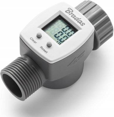 Water Flow Meter Garden Tap Counter Measure with Quick Connect to Hose Outlet 3/4" BSPM - F