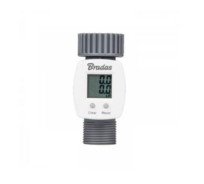 Water Flow Meter Garden Tap Counter Measure with Quick Connect to Hose Outlet 3/4" BSPM - F - 3