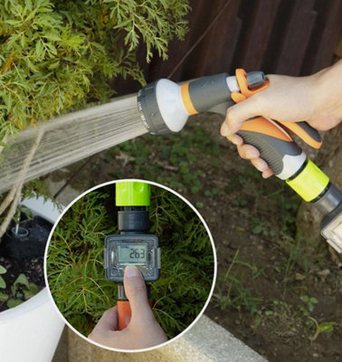 Water Flow Meter Garden Watering Measure Tap Connector Quick Connect 3/4" & 1" - 3