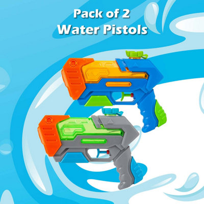 Water Gun Pistol 2 Pack Outdoor Pool 18cm x 15cm Multi Coloured 2 Pack